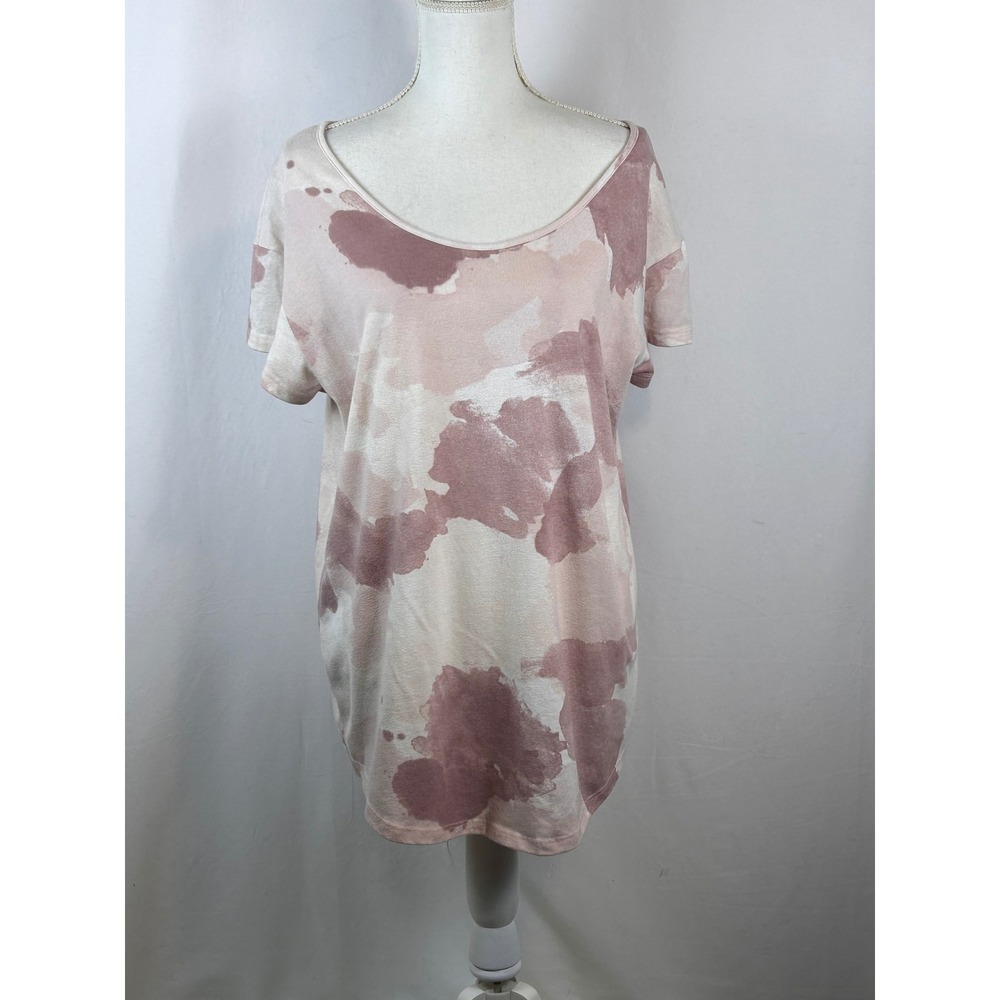 Alternative Tunic Top Womens XL Pink Excellent Abstract Print Scoop Neck Relaxed